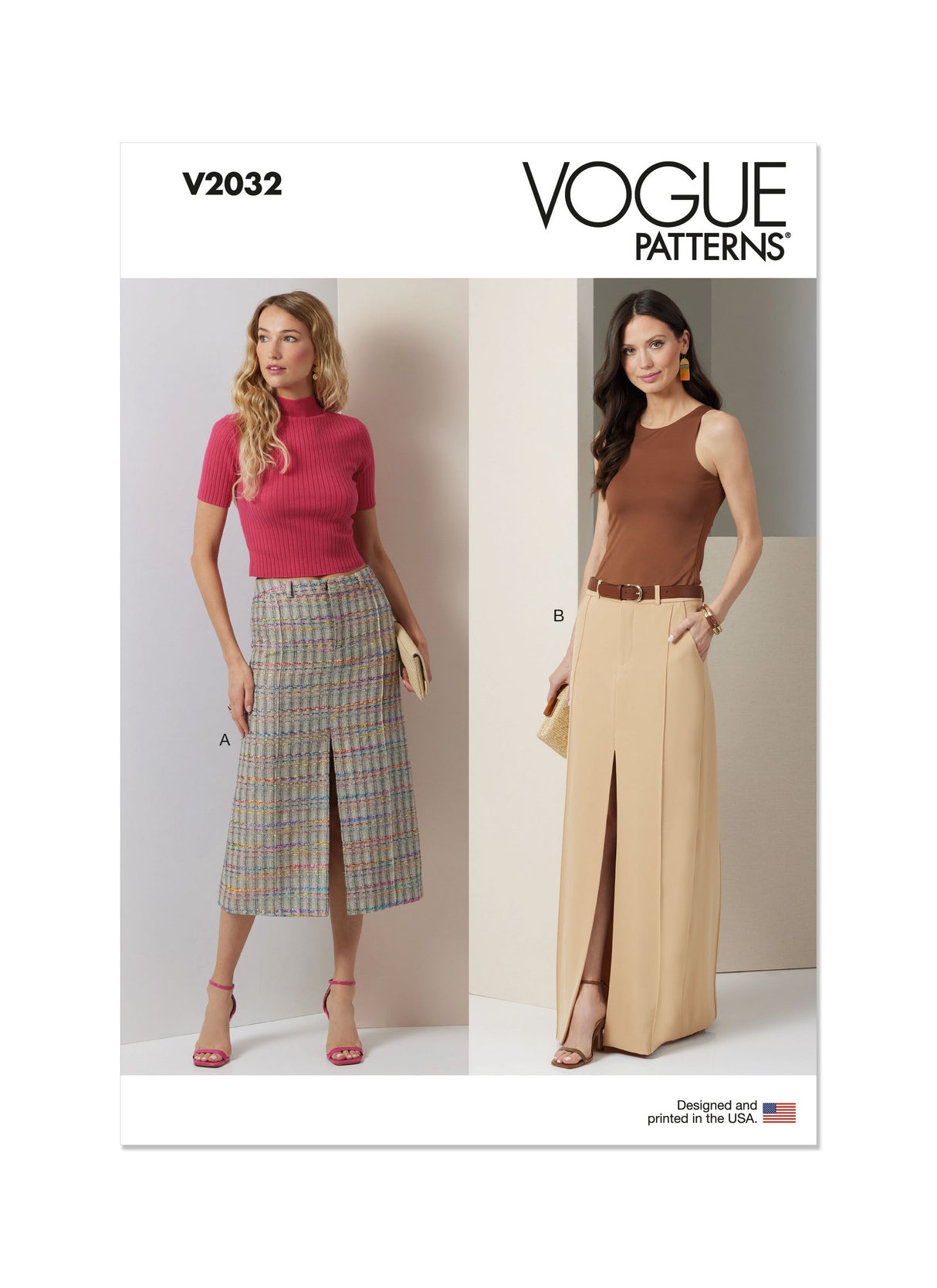 Patron Vogue n°2032 - Jupe doublée semi-ajustée avec poches et fente frontale