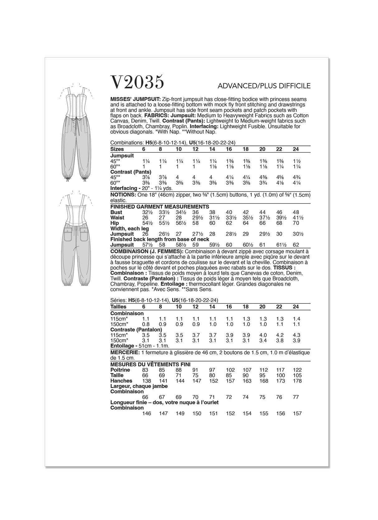 Patron Vogue n°2035 - Combinaison