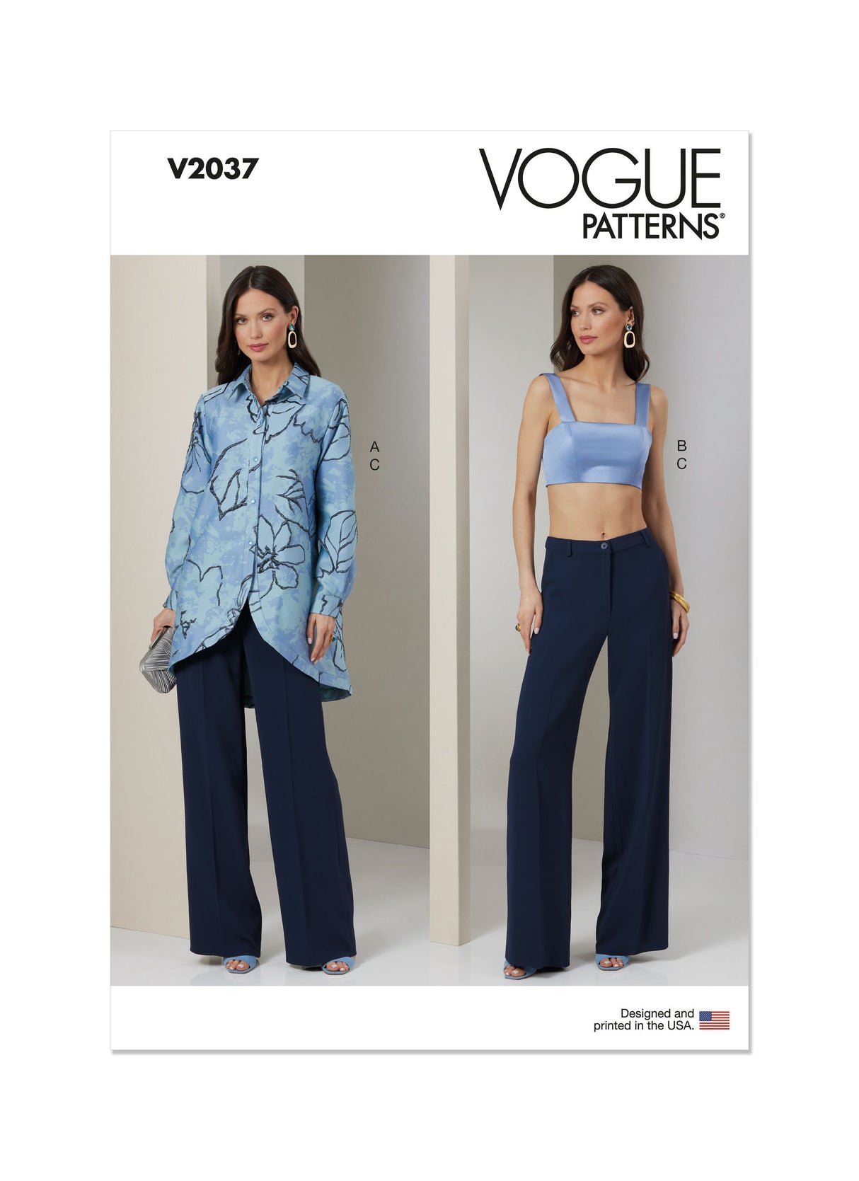 Patron Vogue n°2037 - Chemise, haut court et pantalon