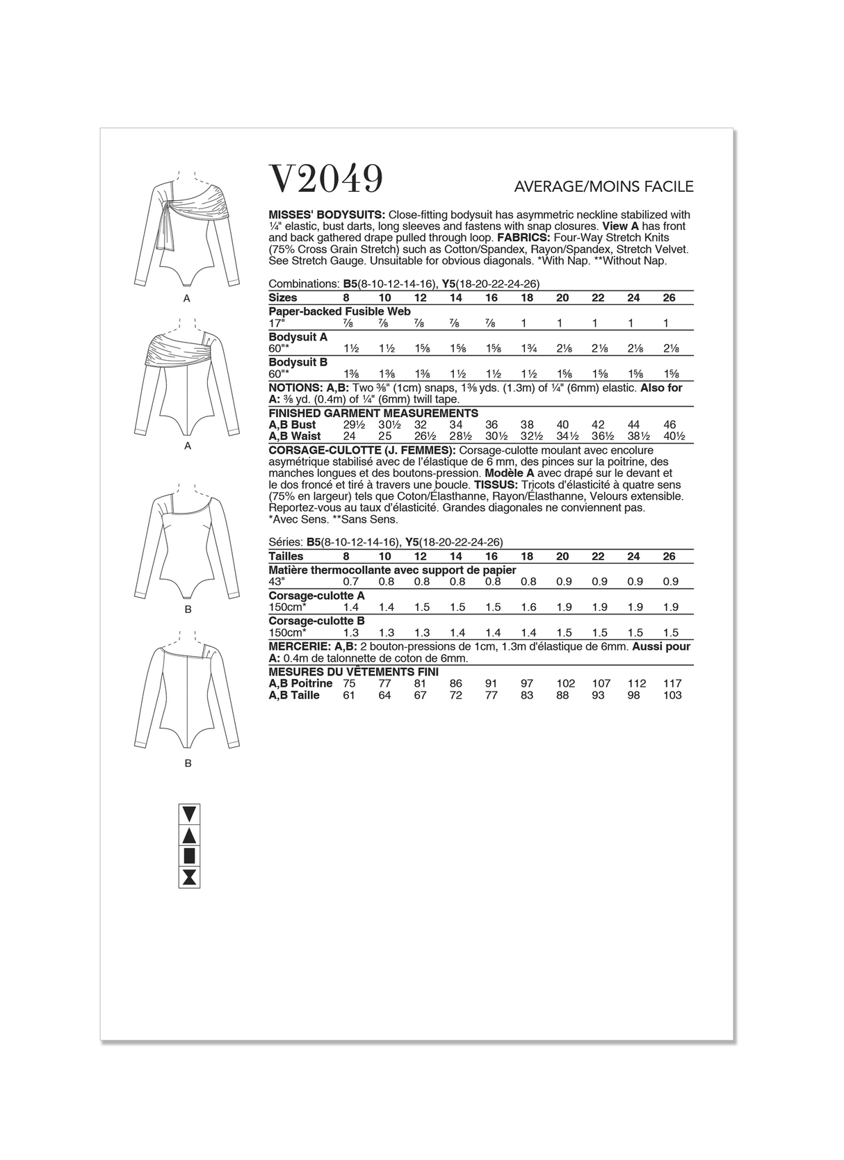 Patron Vogue n°2049 - Body ajusté avec encolure asymétrique et drapé élégant