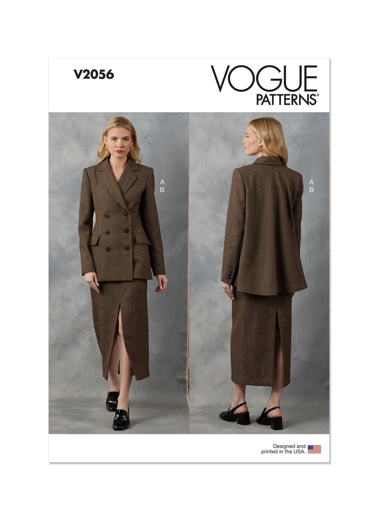 Patron Vogue n°2056 - Veste semi-ajustée avec dos cape et jupe fuselée