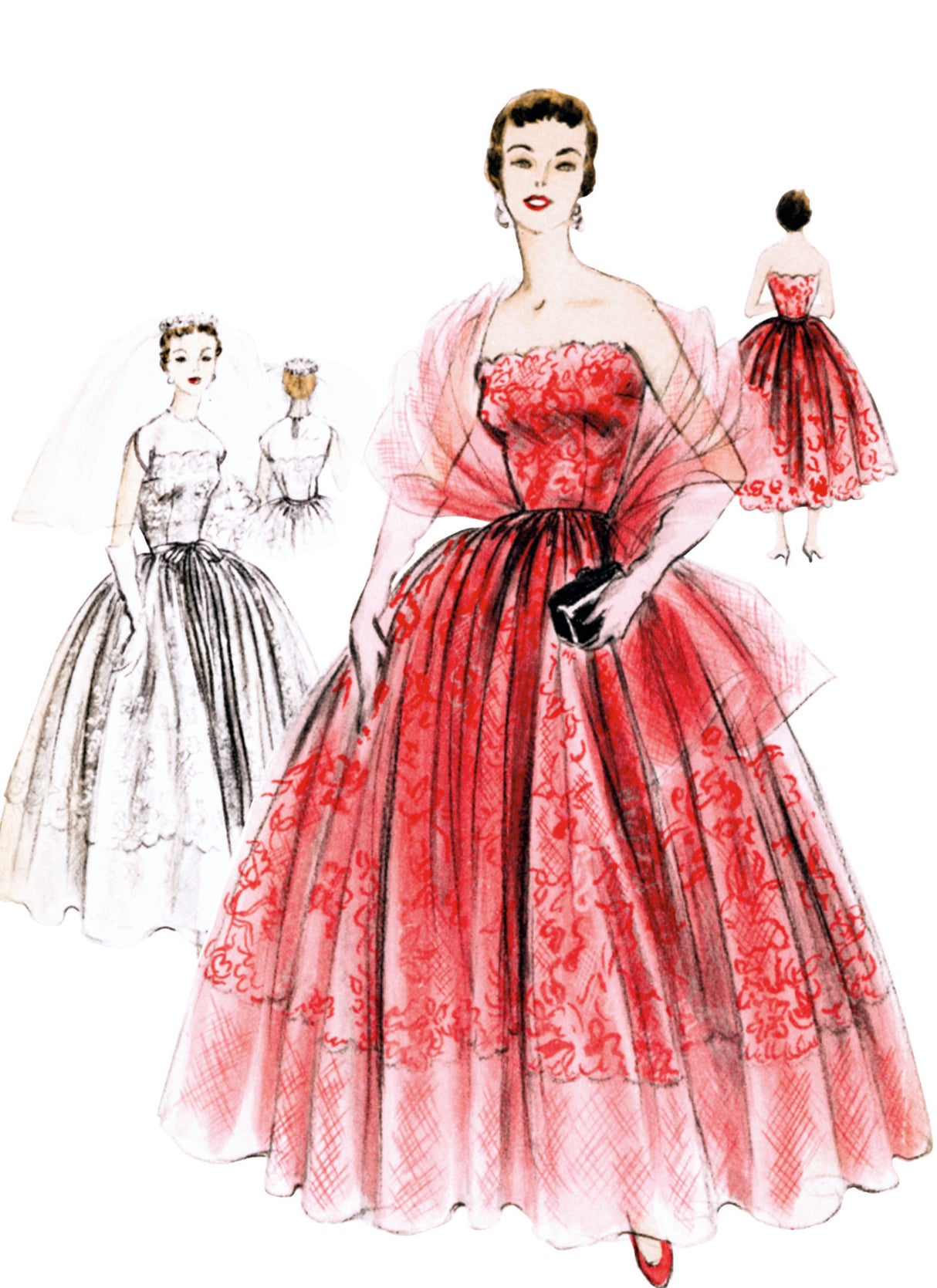 Patron Vogue n°2061 - Robe de soirée vintage avec étole assortie