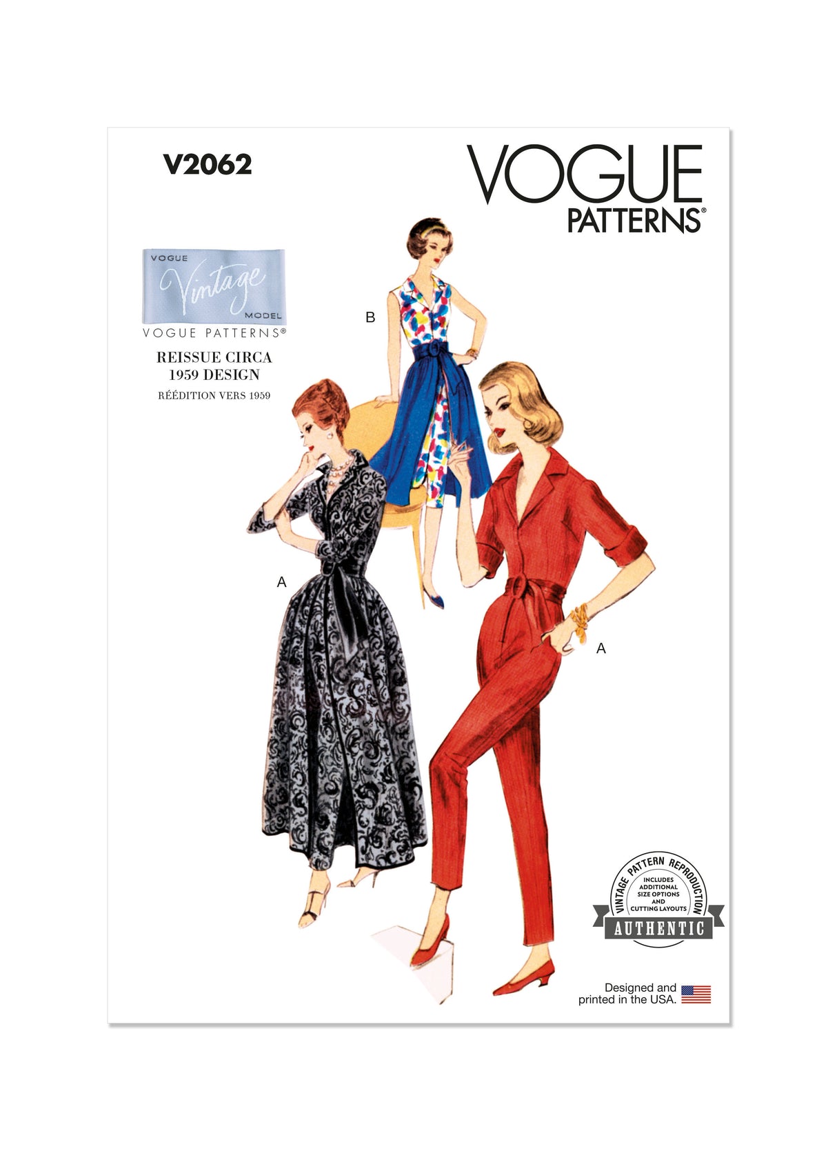 Patron Vogue n°2062 - Tailleur-pantalon et jupe vintage des années 1950