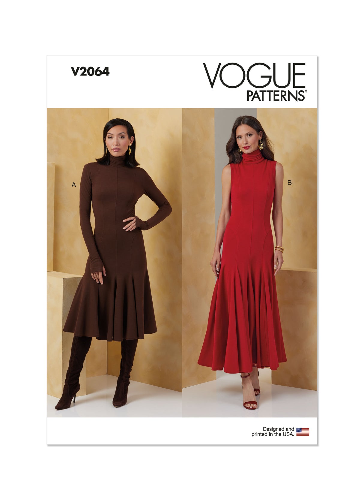Patron Vogue n°2064 - Robe en maille élégante avec variations de manches et de longueur