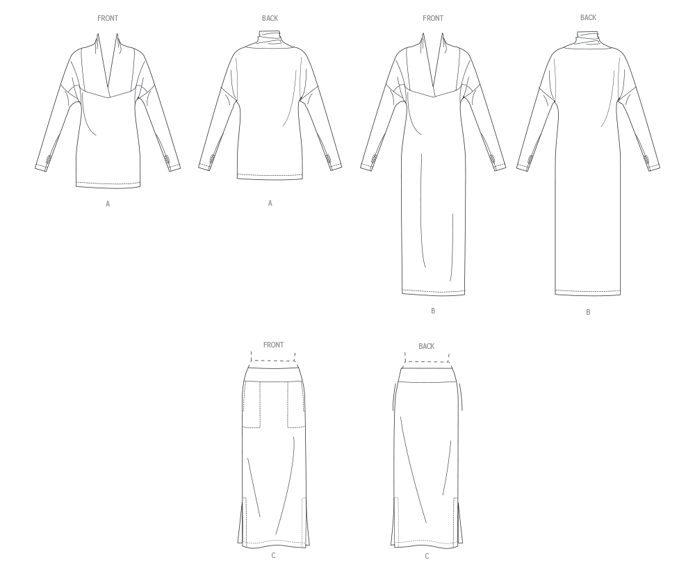 Patron Vogue n°2076 - Robe et haut en maille réversibles avec jupe ajustée