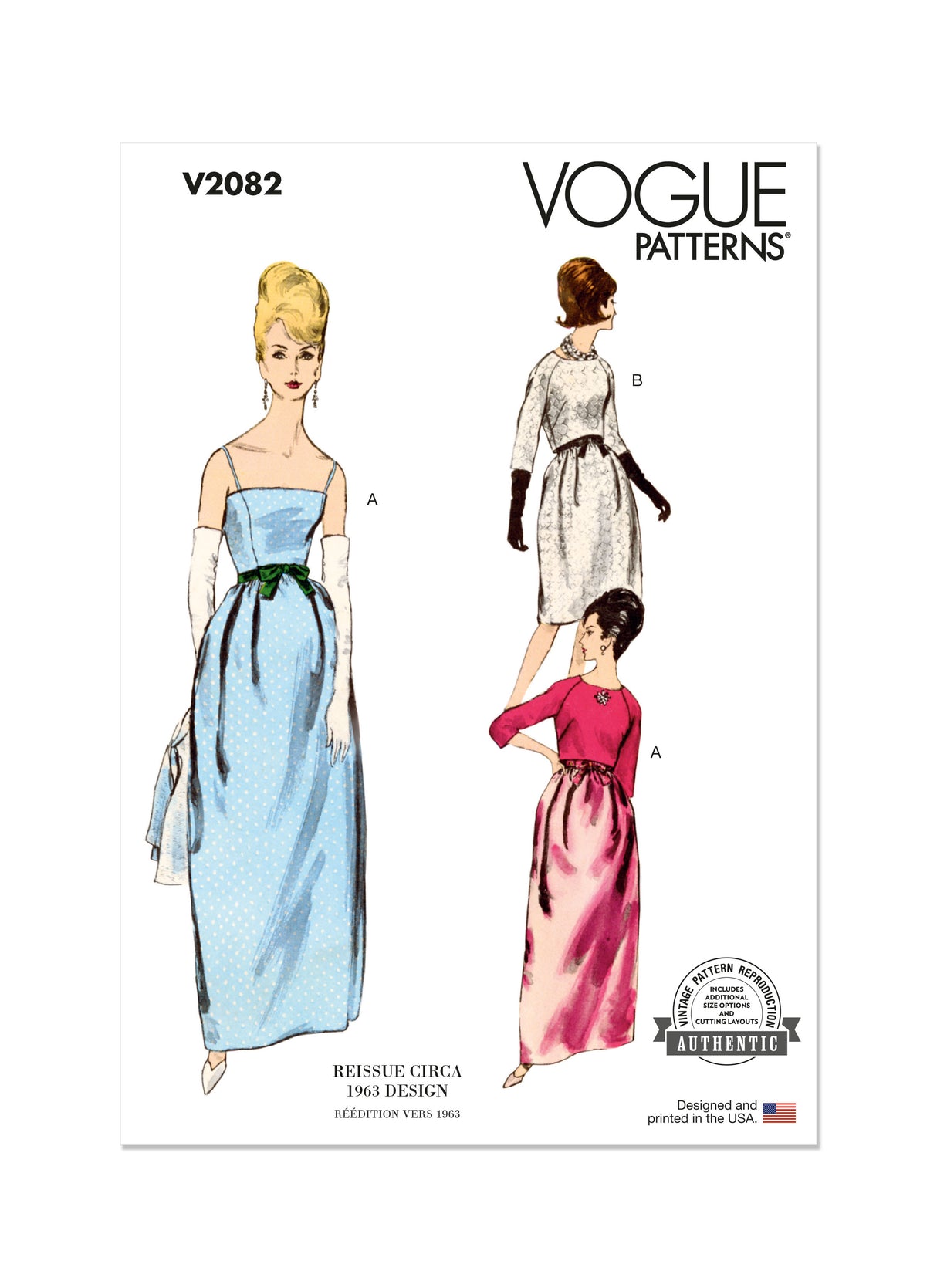 Patron Vogue n°2082 - Robe de soirée et boléro vintage des années 1960