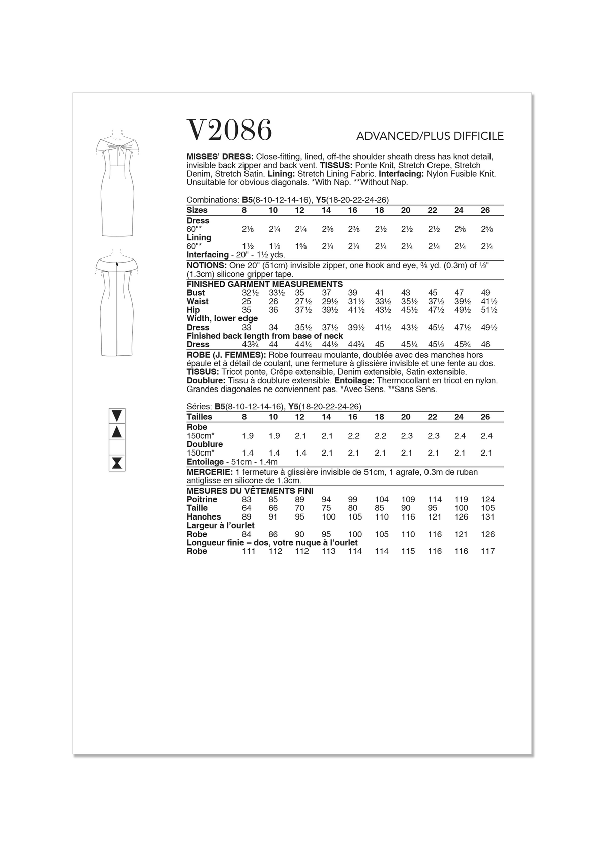 Patron Vogue n°2086 - Robe bustier épaules dénudées & nœud élégant