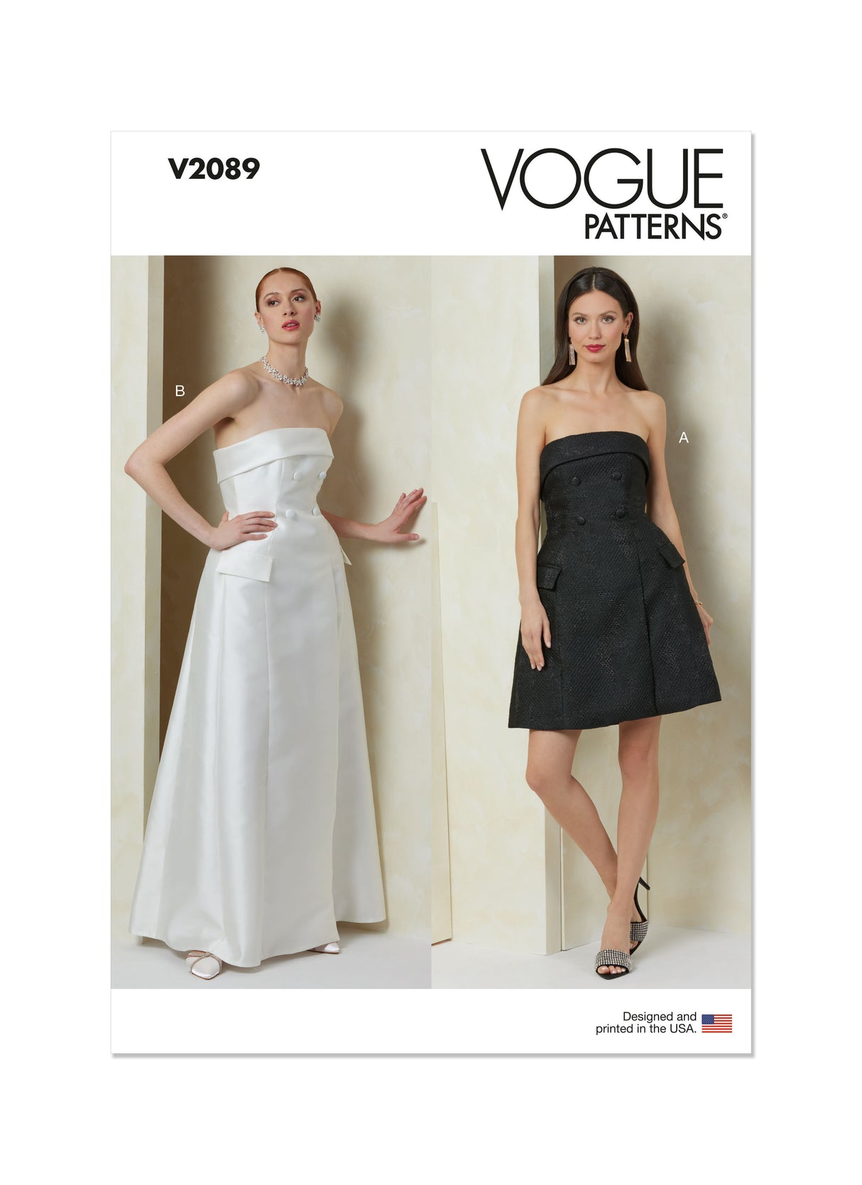 Patron Vogue n°2089 - Robe bustier sans bretelles deux longueurs