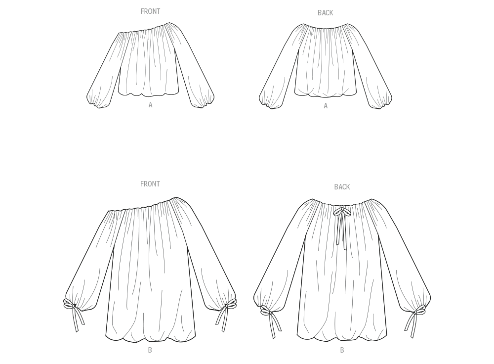 Patron Vogue n°2091 - Top drapé style bulle à manches ou rubans