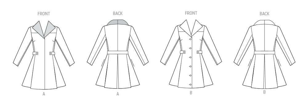 Patron Vogue n°2092 - Manteau couture à manches longues & ceinture
