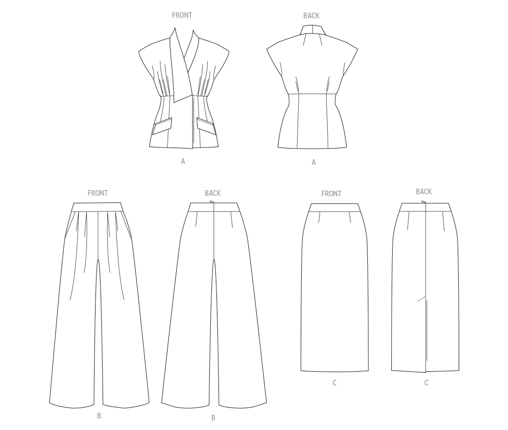 Patron Vogue n°2097 - Top, jupe ajustée & pantalon semi-ajusté