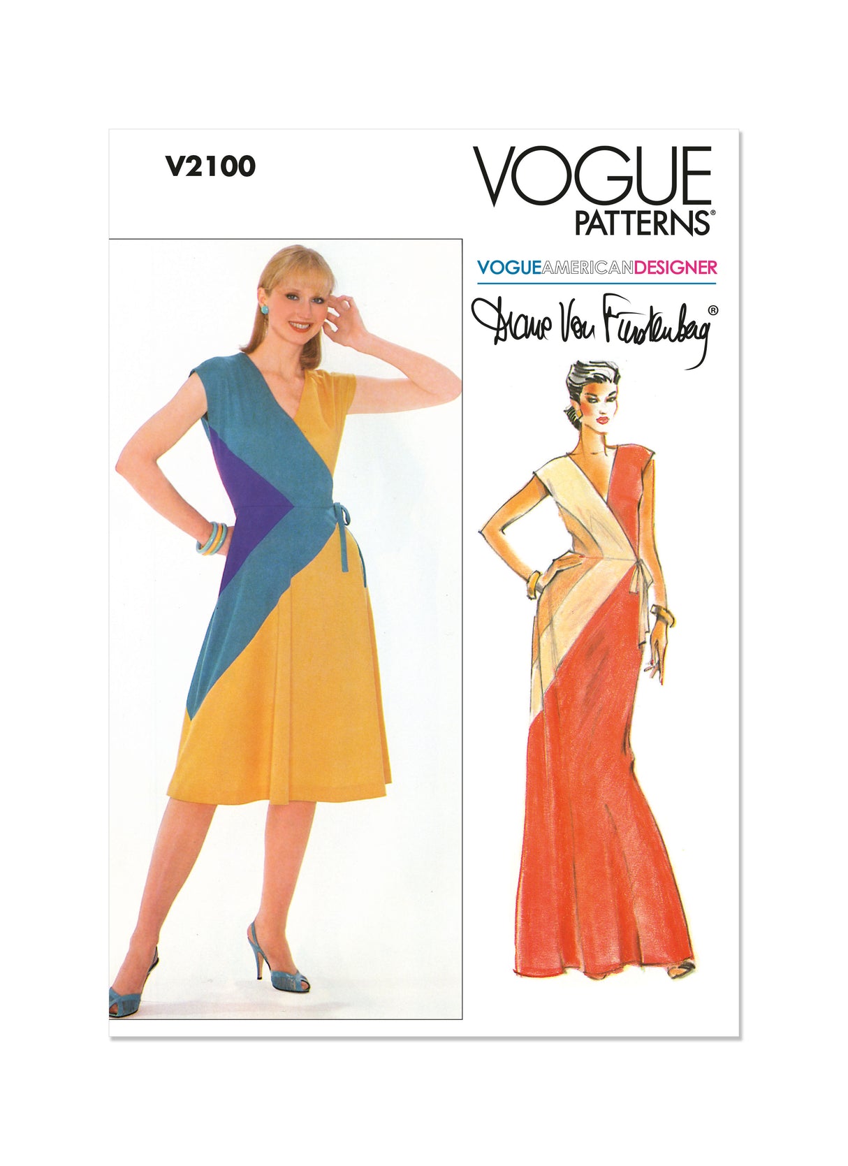 Patron Vogue n°2100 - Robe tricoté vintage inspirée Diane von Furstenberg