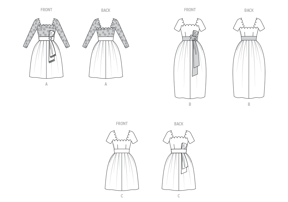 Patron Vogue n°2101 - Robe vintage à encolure festonnée et ceinture nouée