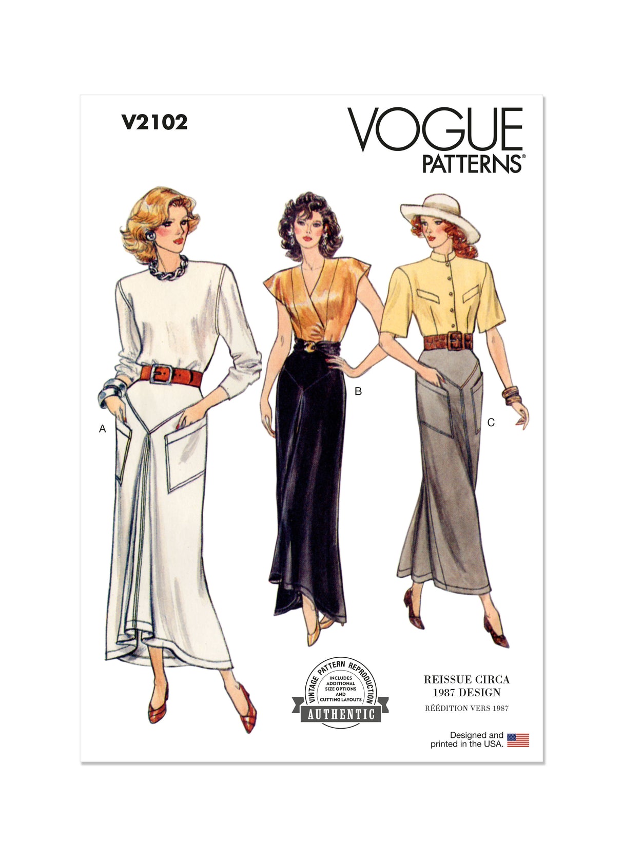 Patron Vogue n°2102 - Jupe droite ou longue avec empiècements et plis