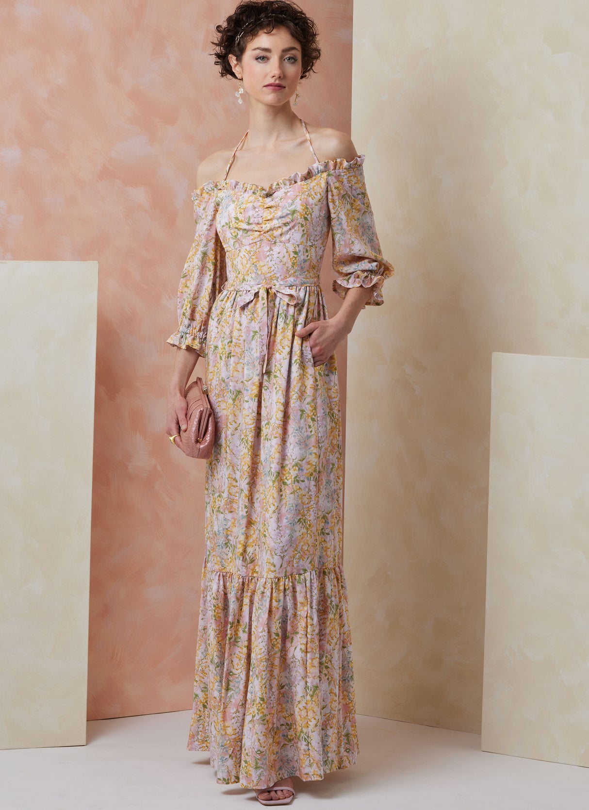 Patron Vogue n°2107 - Robe mi‑longue ou maxi bardot & ceinture