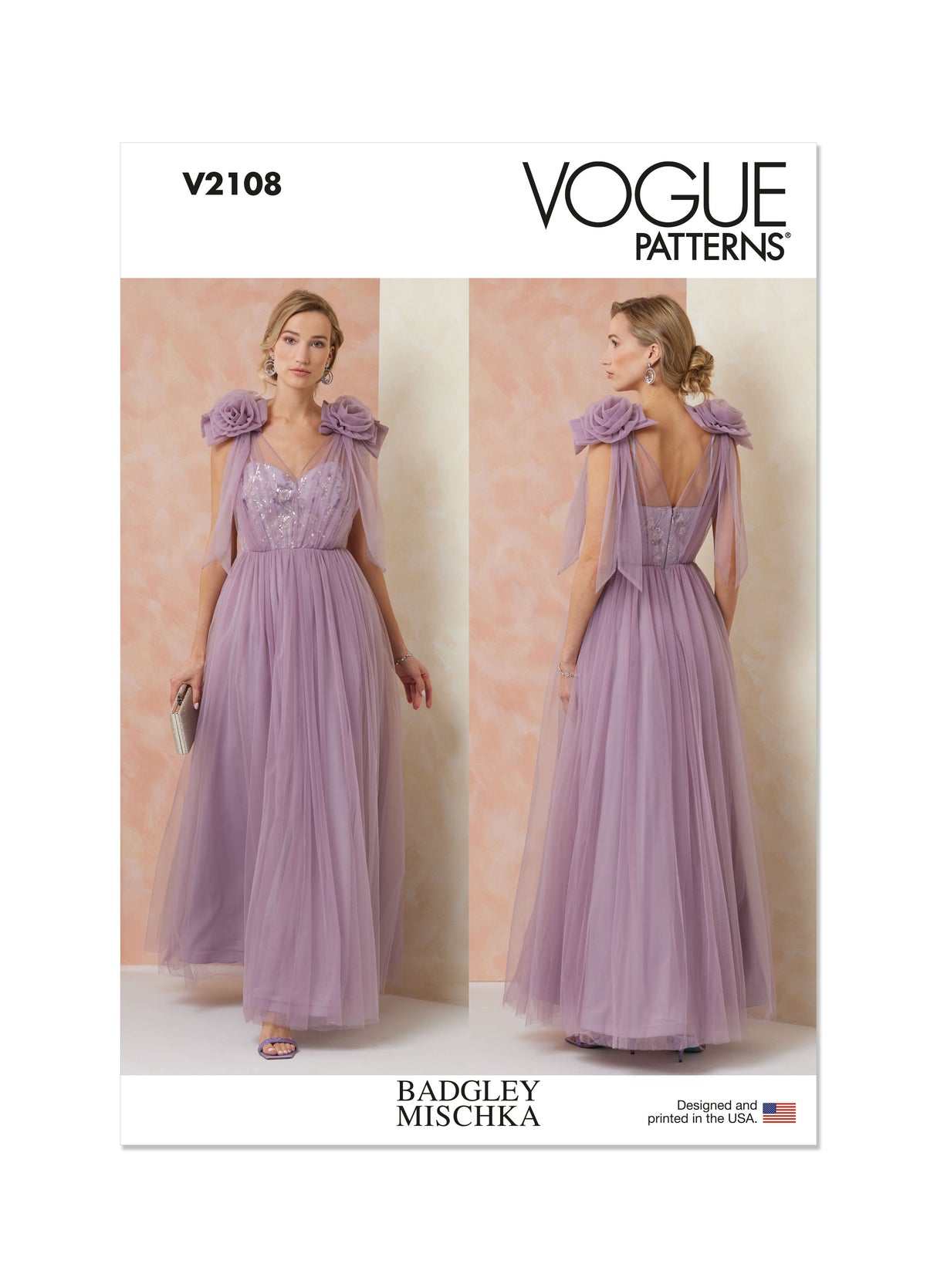 Patron Vogue n°2108 - Robe longue bustier et tulle brodé