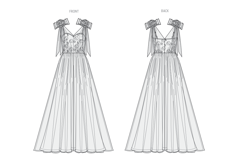 Patron Vogue n°2108 - Robe longue bustier et tulle brodé