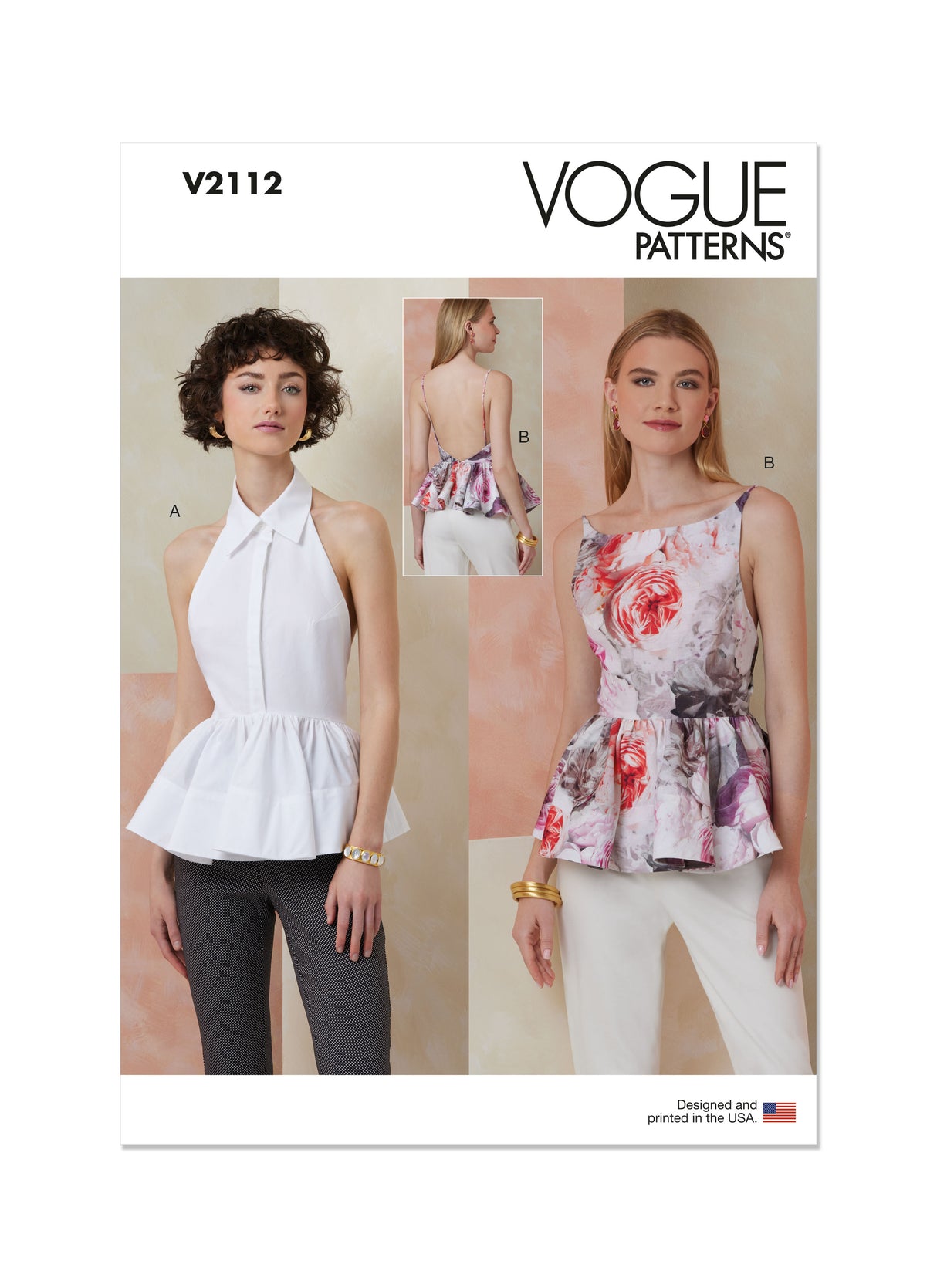 Patron Vogue n°2112 - Top péplum col halter ou dos bateau