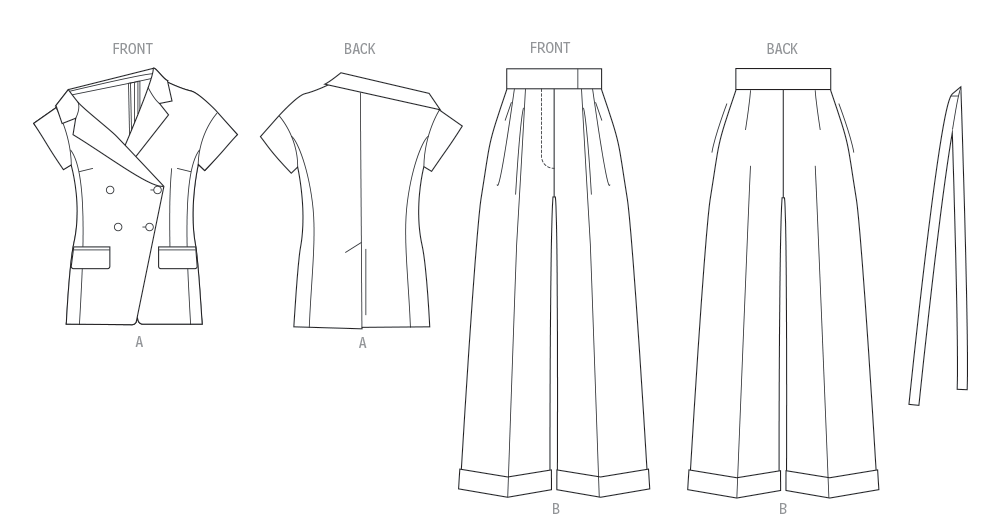 Patron Vogue n°2117 - Veste asymétrique & pantalon large à plis