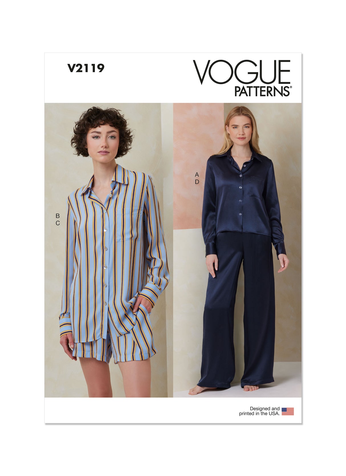 Patron Vogue n°2119 - Pyjama féminin complet chemise & pantalon