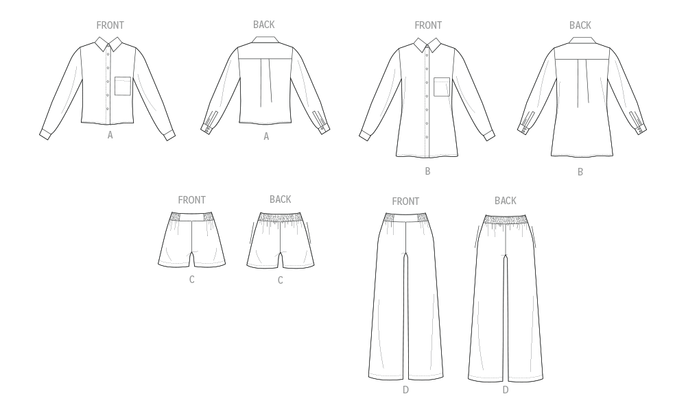 Patron Vogue n°2119 - Pyjama féminin complet chemise & pantalon