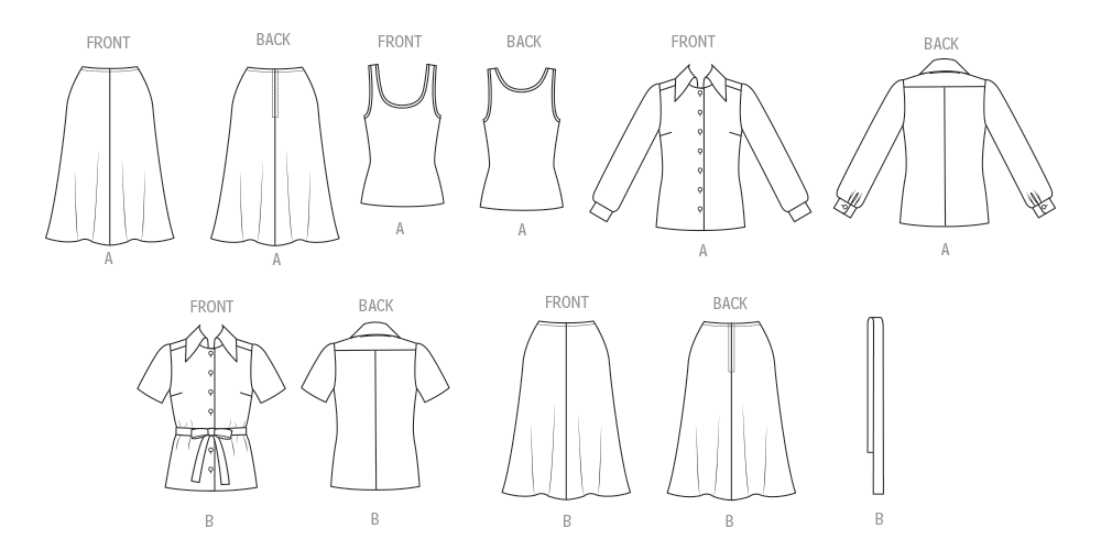 Patron Vogue n°2122 - Veste, jupe évasée, top et ceinture