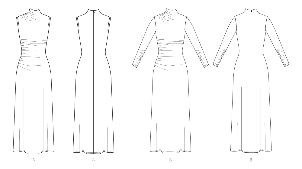 Patron Vogue n°2128 - Robe longue en maille à fronces