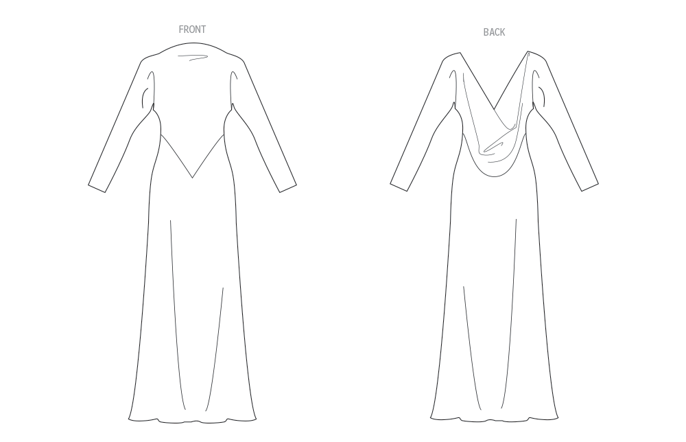 Patron Vogue n°2129 - Robe longue biais & dos drapé