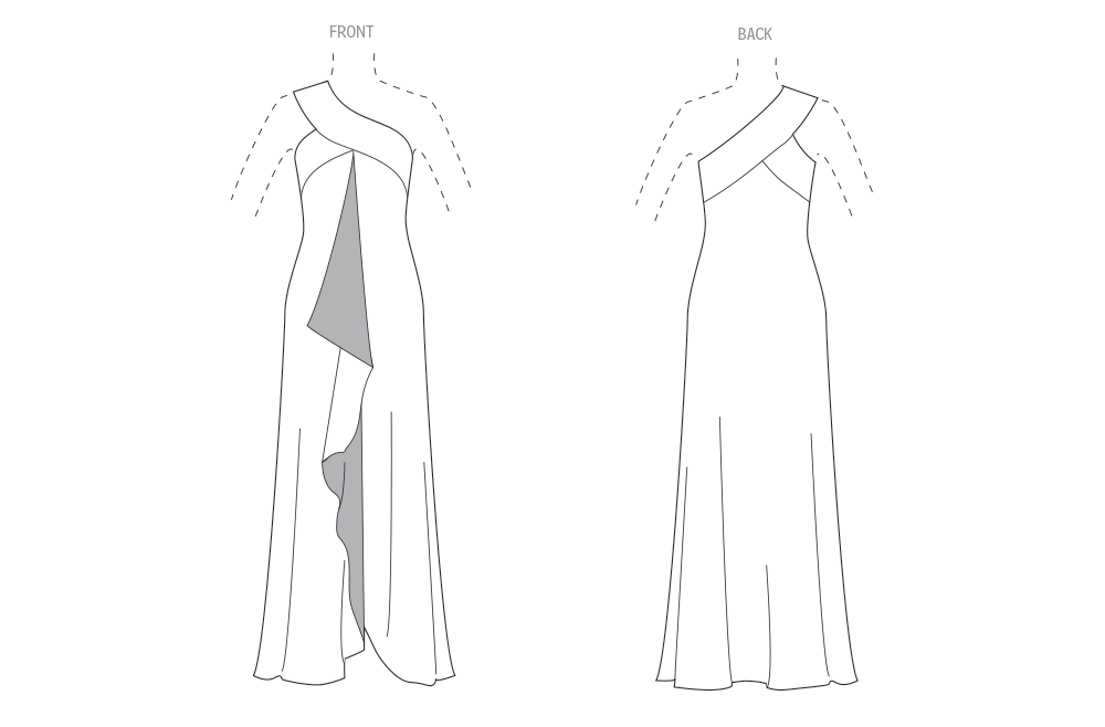 Patron Vogue n°2130 - Robe une épaule coupe biais