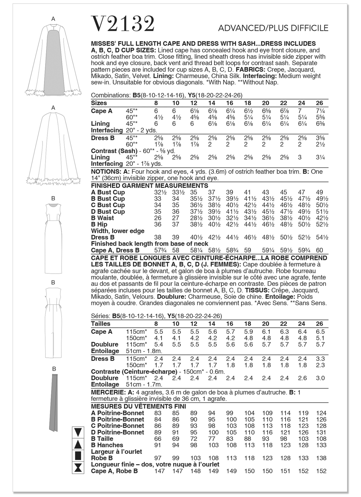 Patron Vogue n°2132 – Cape longue & robe fourreau