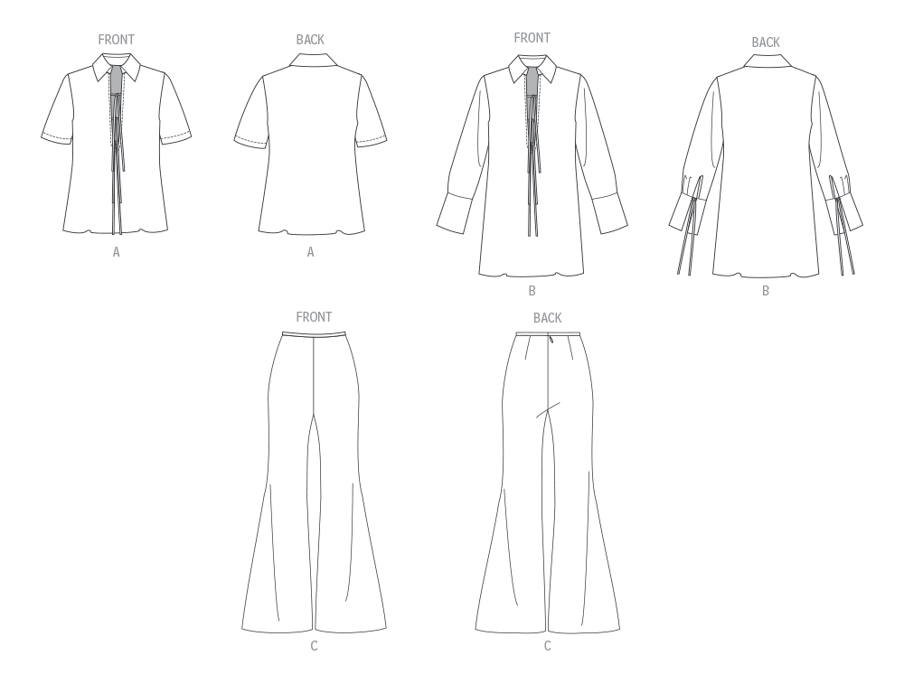 Patron Vogue n°2140 – Tunique à manches variées & pantalon évasé