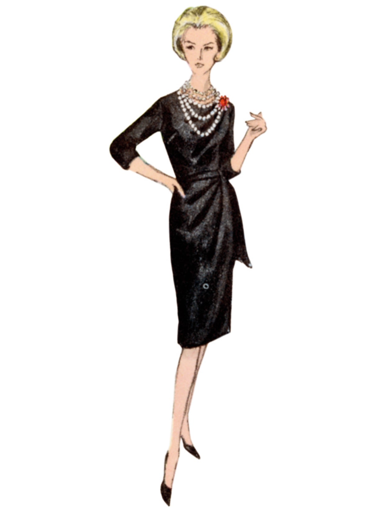 Patron Vogue n°2144 – Robe drapée vintage raffinée