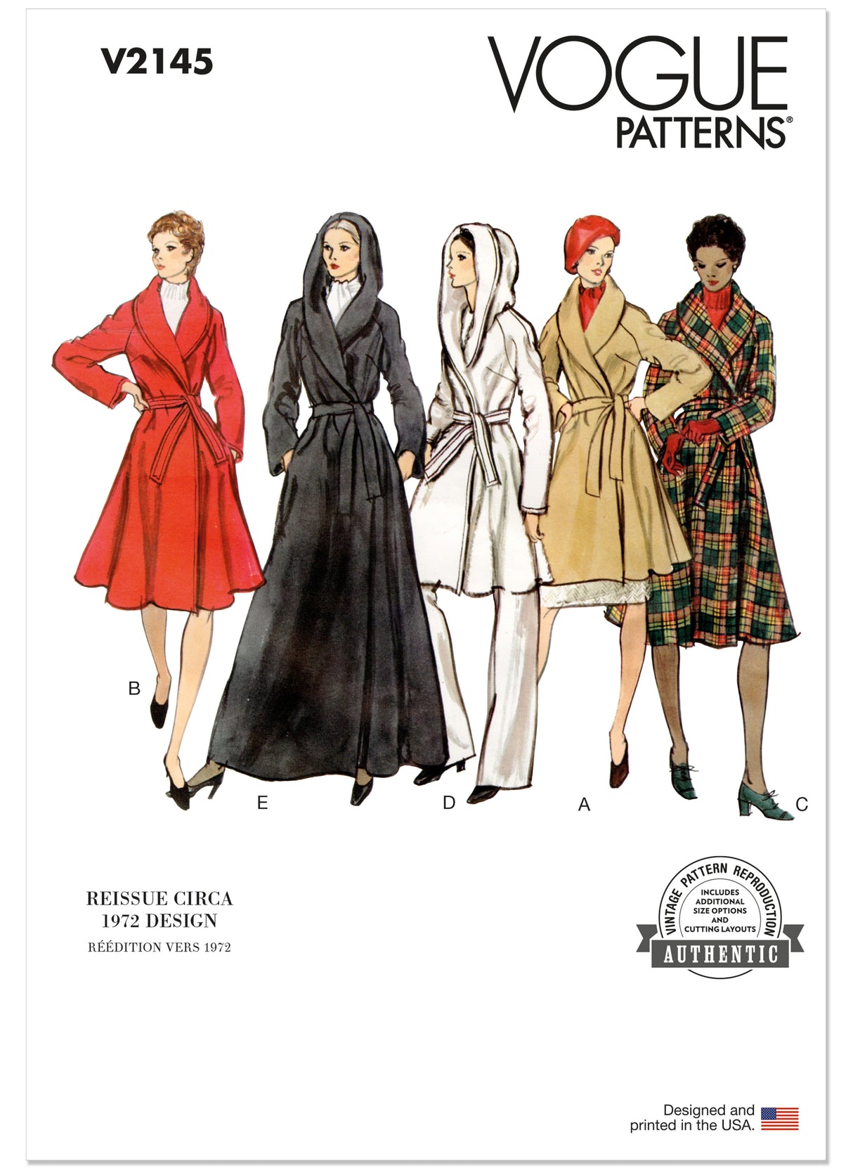 Patron Vogue n°2145 – Manteau portefeuille à ceinture