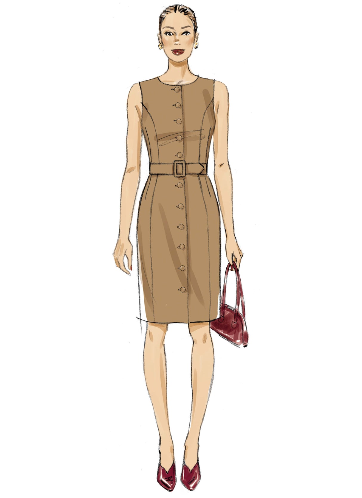 Patron Vogue n°2150 – Robe fourreau boutonnée à coutures princesse