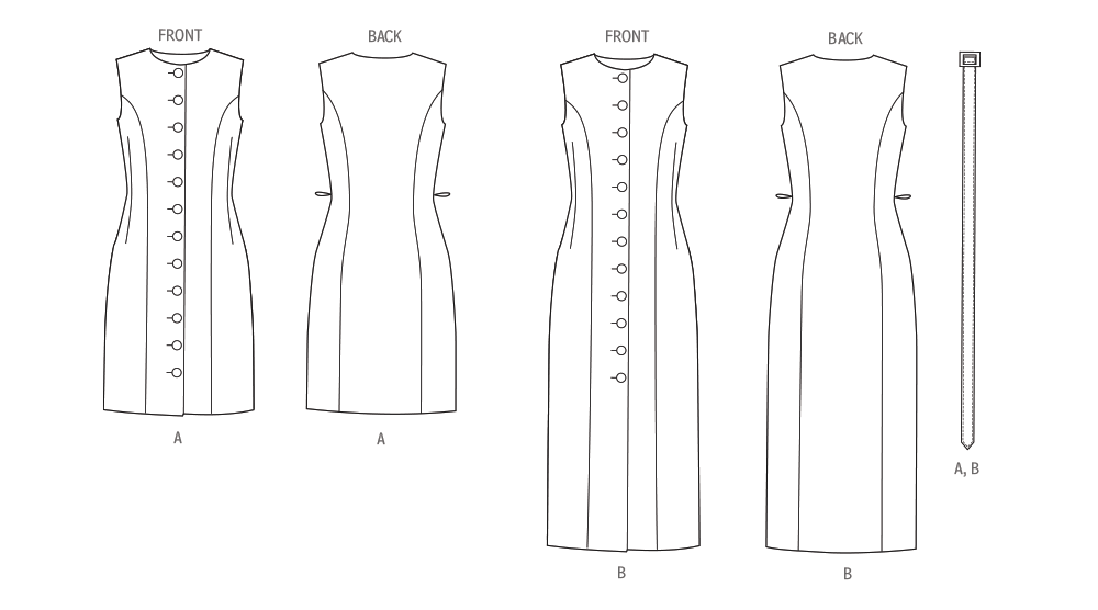 Patron Vogue n°2150 – Robe fourreau boutonnée à coutures princesse