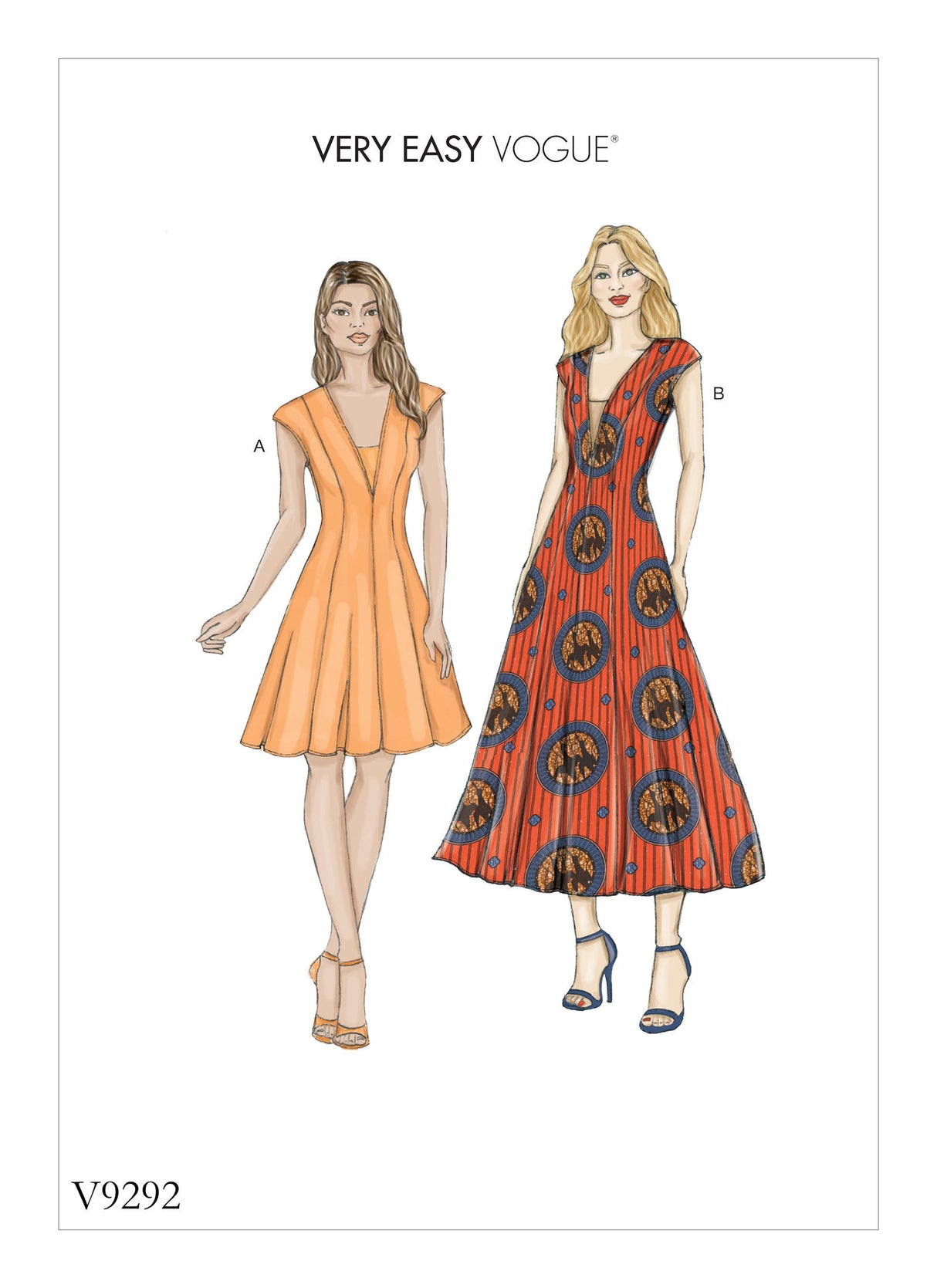 Patron Vogue n°9292 - Robe élégante avec encolure plongeante et faux plastron