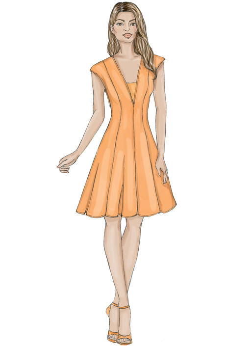 Patron Vogue n°9292 - Robe élégante avec encolure plongeante et faux plastron