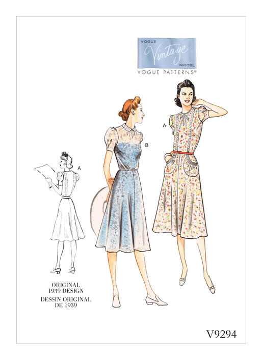Patron Vogue n°9294 - Robe ajustée style années 1930 avec variations d'encolure