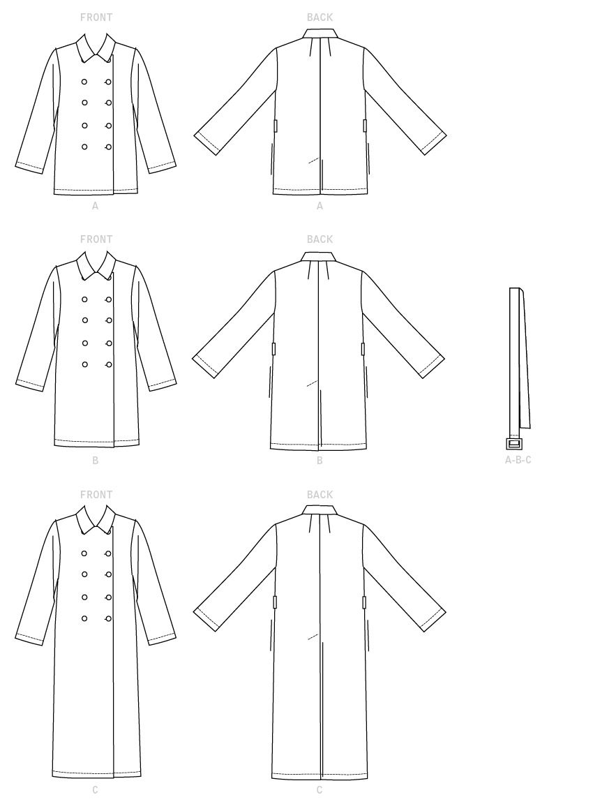 Patron Vogue n°9367 – Manteau croisé non doublé avec variations de longueur