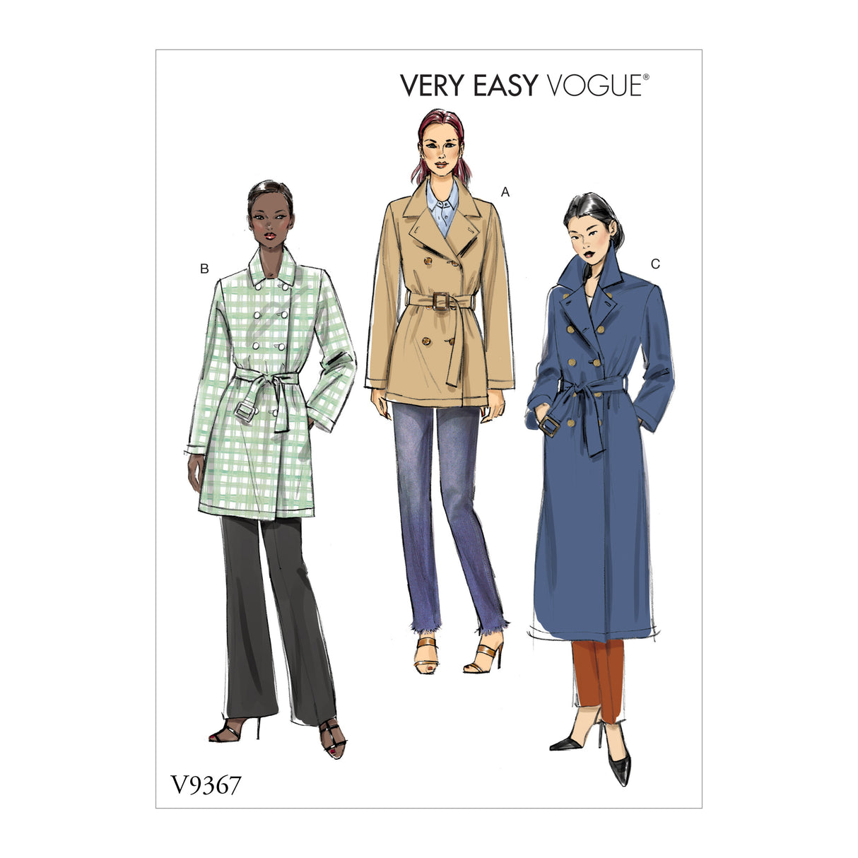 Patron Vogue n°9367 – Manteau croisé non doublé avec variations de longueur