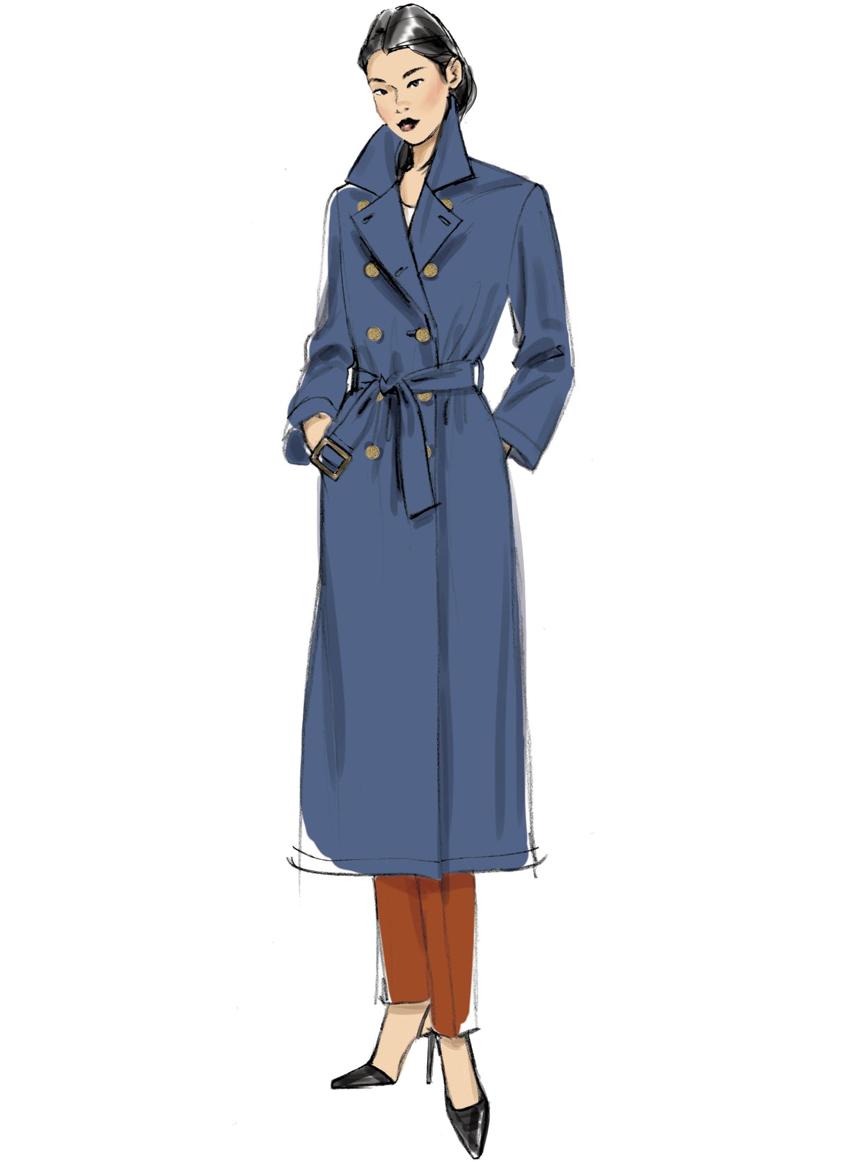 Patron Vogue n°9367 – Manteau croisé non doublé avec variations de longueur