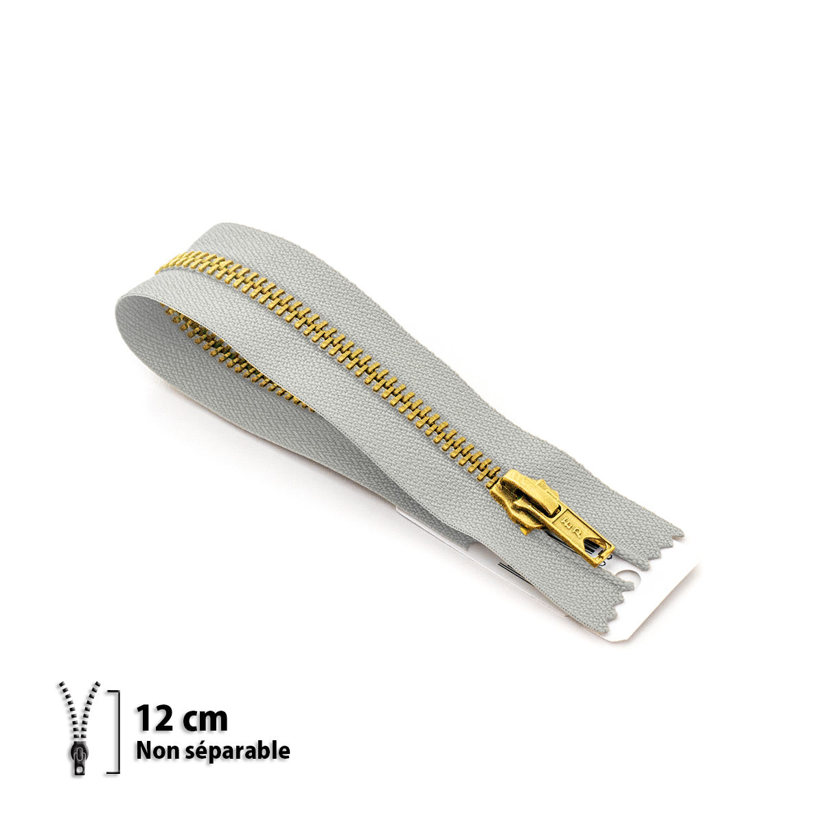 Fermeture éclair non séparable Prym Z14 gris clair – maille laiton 6 mm