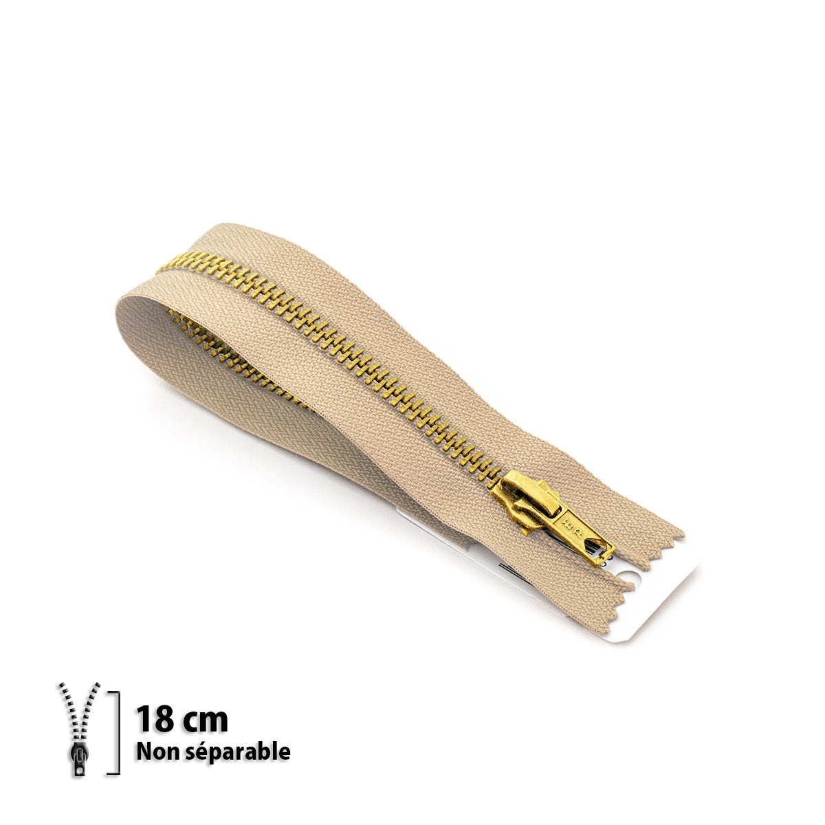 Fermeture éclair non séparable Prym Z14 beige antilope – maille laiton 6 mm
