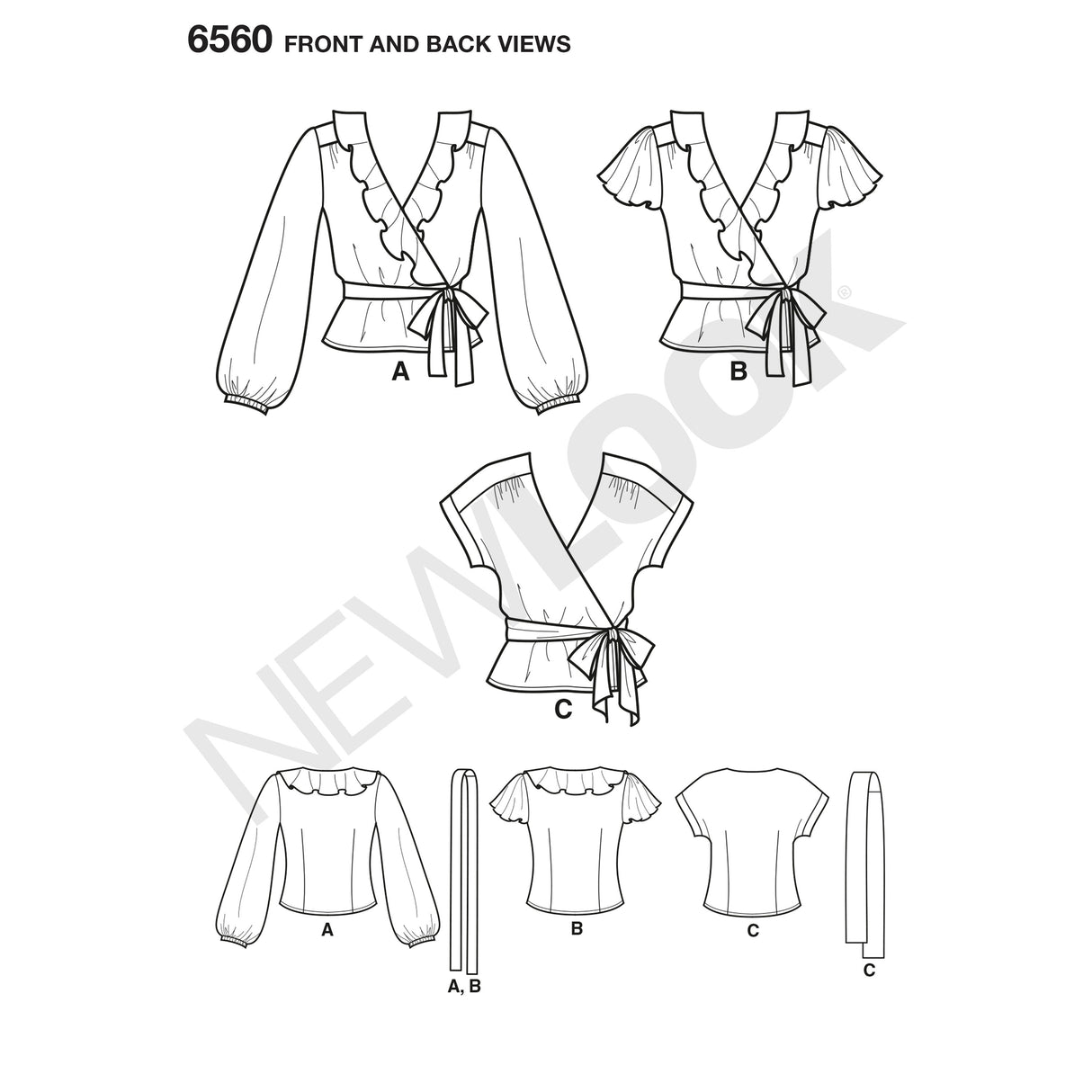 Patron New Look n°6560 - Blouse cache-cœur