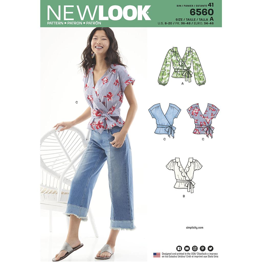 Patron New Look n°6560 - Blouse cache-cœur
