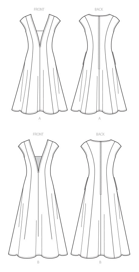 Patron Vogue n°9292 - Robe élégante avec encolure plongeante et faux plastron